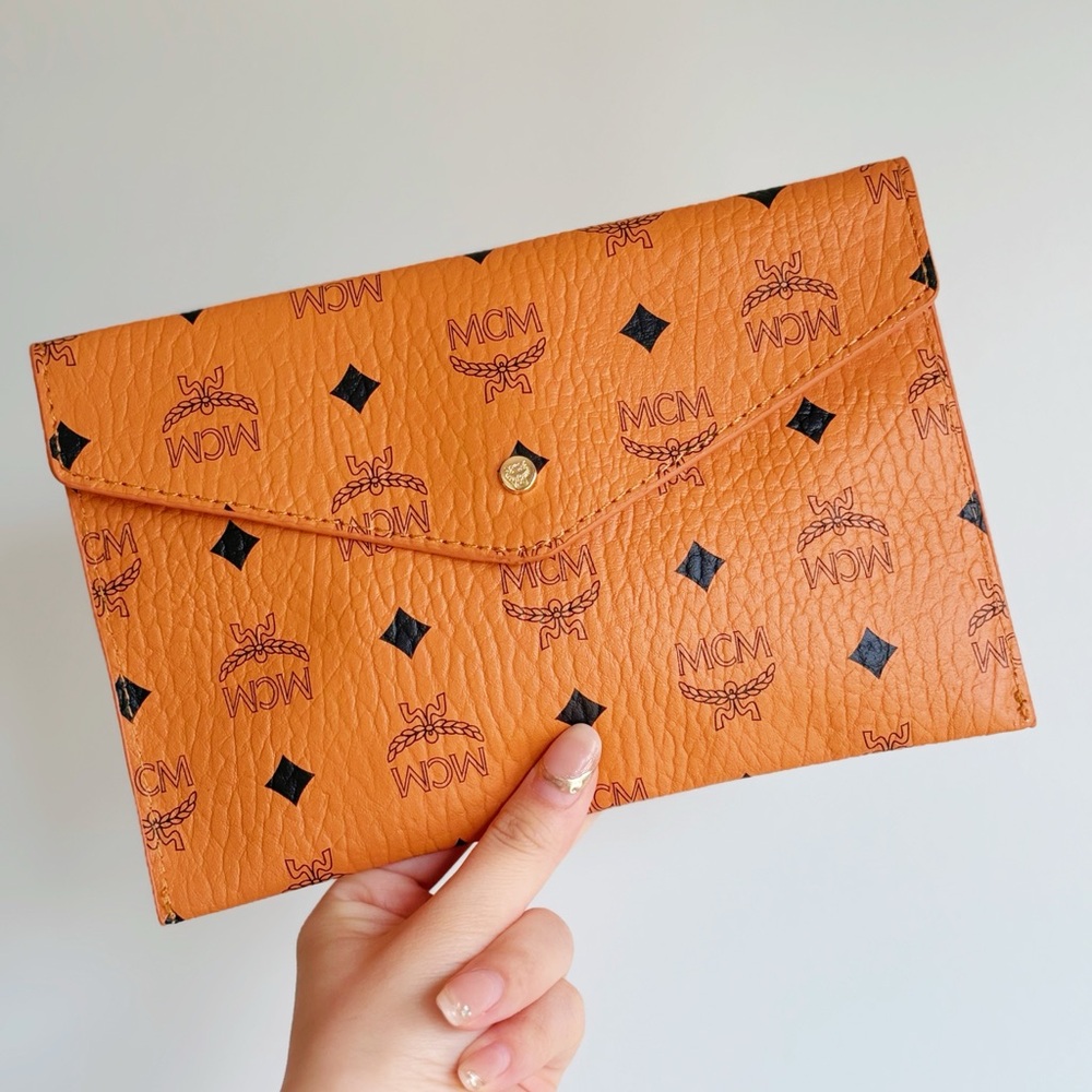 MCM Orange/Brown Cosmetic Clutch